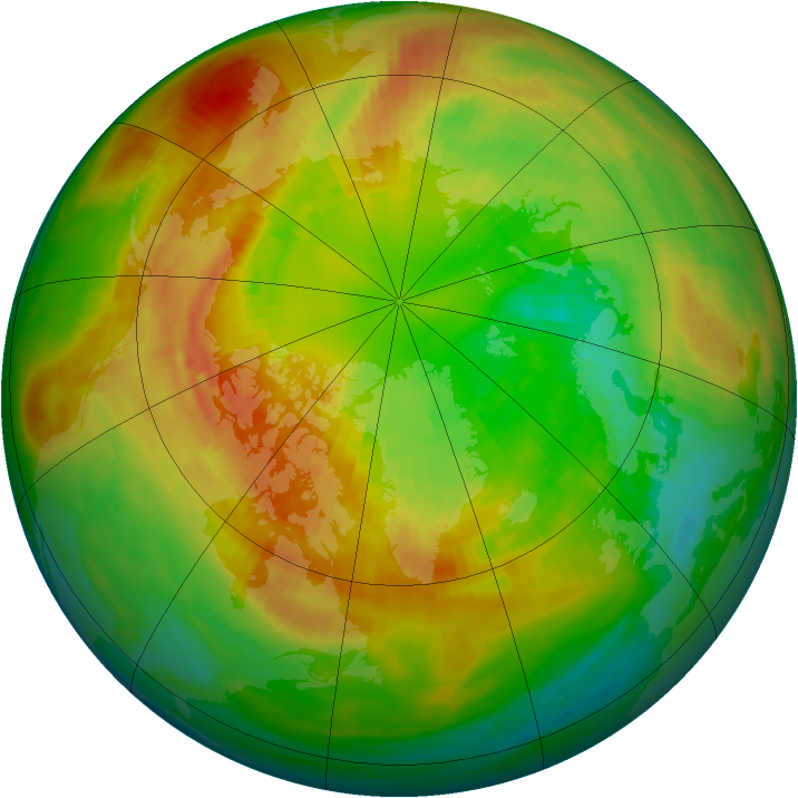 Arctic ozone map for 05 March 1992